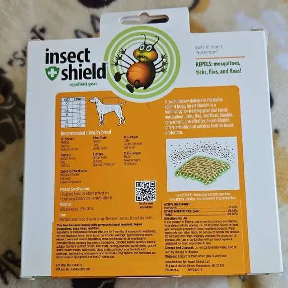 New in box. Insect Shield Dog / Pet Lightweight Hoodie. Size L. Orange. - Picture 3 of 4